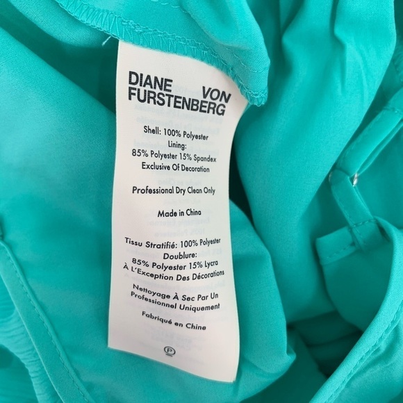 DVF Diane von Furstenberg Ria Crest green pleat shift dress chiffon new Small 4 - Picture 5 of 5
